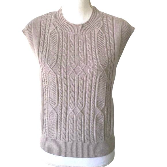 Cyrus Oatmeal Nautical Cable Knit Sweater Vest Women's Med Preppy Classic Waspy - Picture 1 of 8